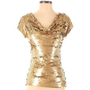 Inc International Concepts Gold Sequined Top, Size Small